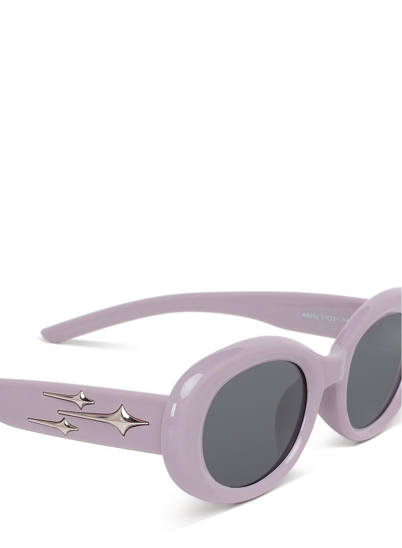 London Rag Metallic Stars Oval Sunglasses in Purple - Image 4