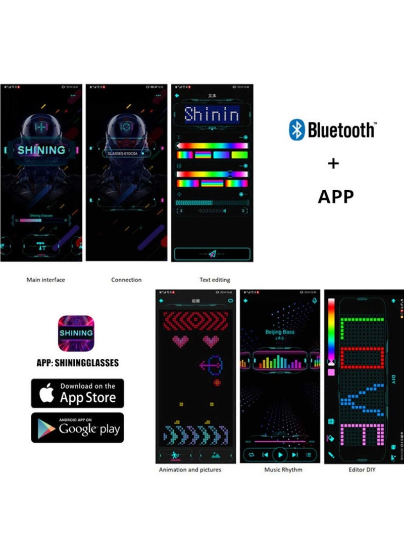 نظارات بلوتوث LED قابلة للتخصيص، نظارات ذكية بشاشة LED للتحكم بالتطبيق للمهرجانات والحفلات الراقصة وأزياء أعياد الميلاد - Image 3