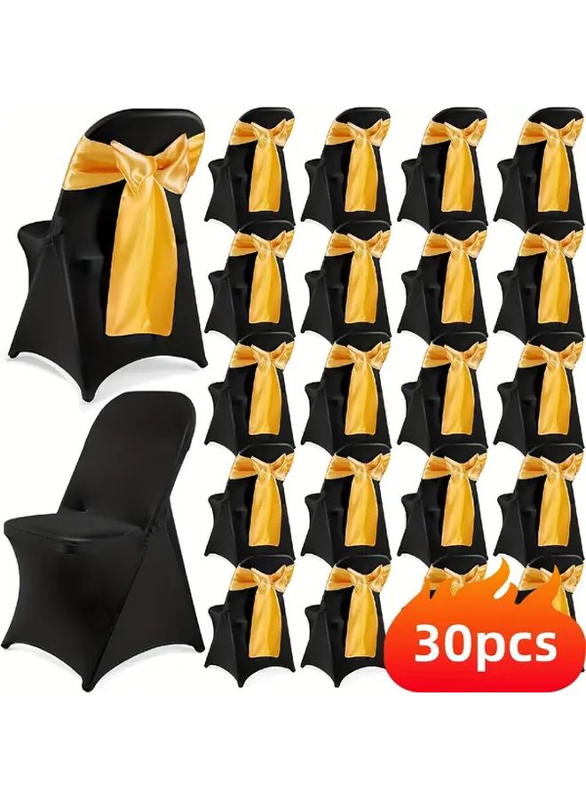 30 Light Champagne Satin Ribbon Bows for Wedding Party Chair Decor - Image 4
