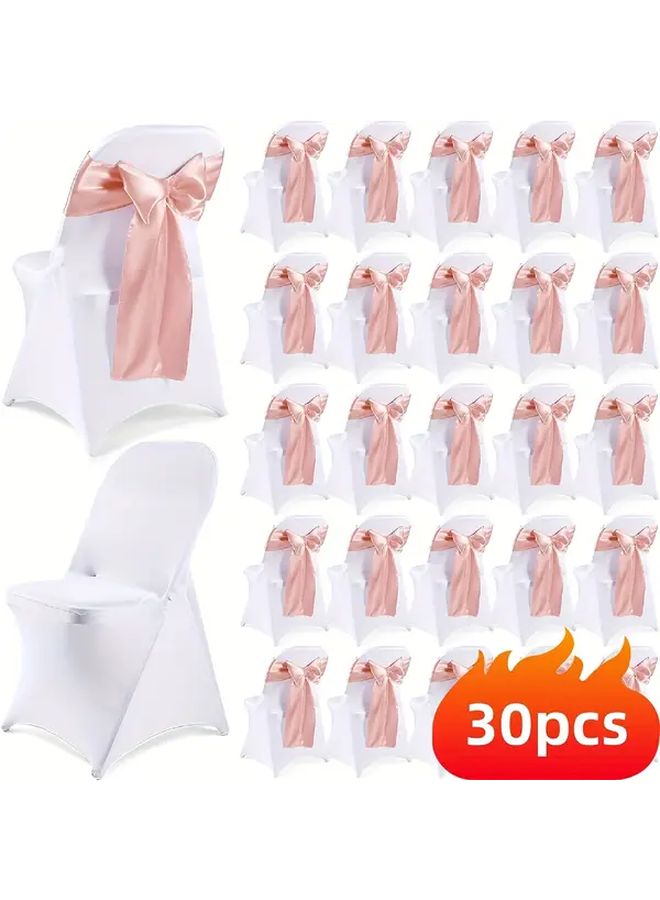 30 Light Champagne Satin Ribbon Bows for Wedding Party Chair Decor - Image 2