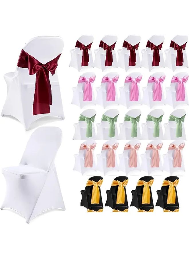 30 Light Champagne Satin Ribbon Bows for Wedding Party Chair Decor - Image 1