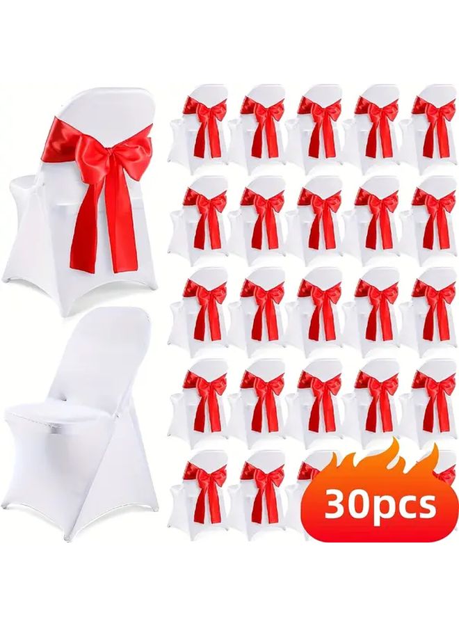 30 Light Champagne Satin Ribbon Bows for Wedding Party Chair Decor - Image 5