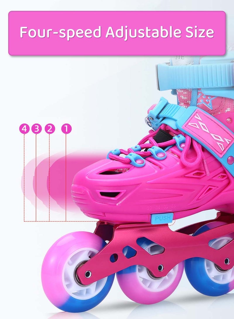 LEOKOR Adjustable Roller Skate Shoe Set,for Kids Ages 6-12 Children's Roller Skates,with LED Light-Up Wheels Roller Skates and Roadblock Backpack,Protective Gear set - Image 4