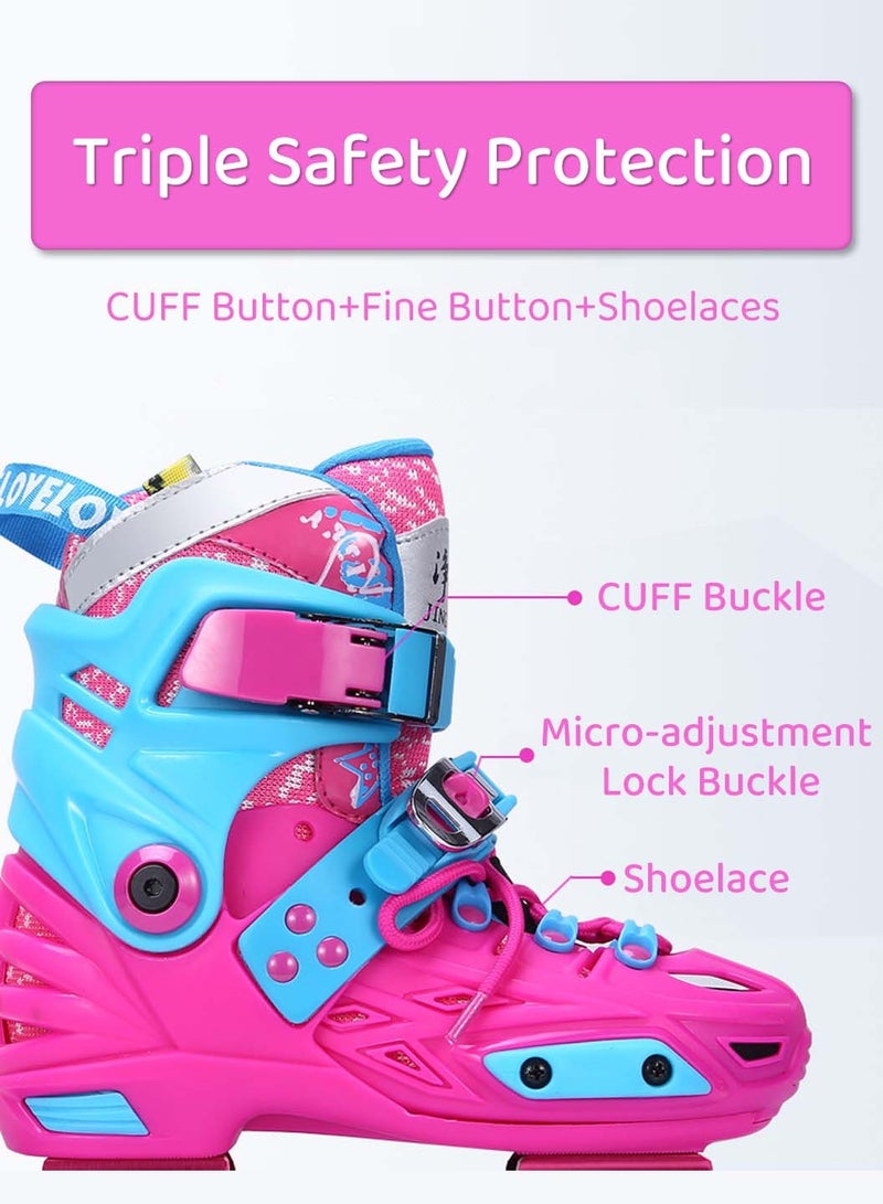 LEOKOR Adjustable Roller Skate Shoe Set,for Kids Ages 6-12 Children's Roller Skates,with LED Light-Up Wheels Roller Skates and Roadblock Backpack,Protective Gear set - Image 5
