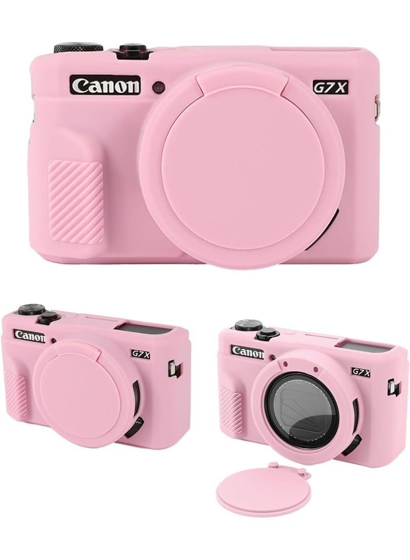 VKL Premium Soft Silicone Protective Case with Removable Lens Cover for Canon Powershot G7X Mark II Digital Camera - Washable, Lightweight, and Stylish Protection (Pink) - Image 1
