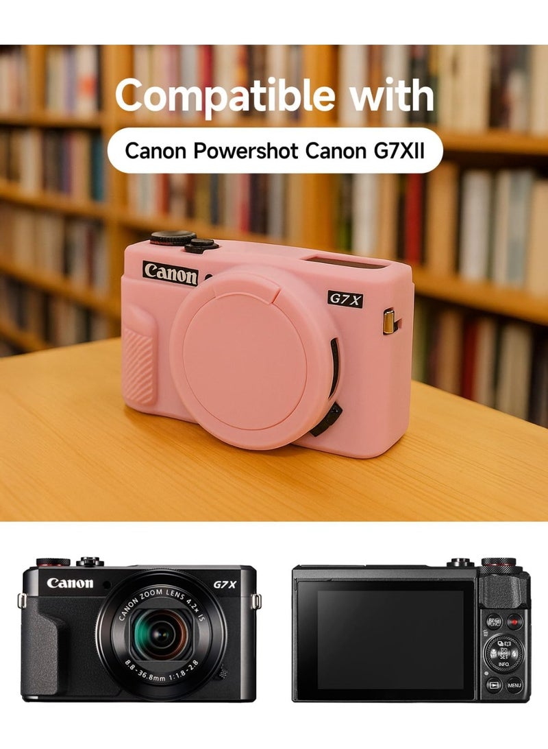 VKL Premium Soft Silicone Protective Case with Removable Lens Cover for Canon Powershot G7X Mark II Digital Camera - Washable, Lightweight, and Stylish Protection (Pink) - Image 2