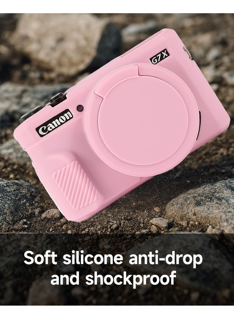 VKL Premium Soft Silicone Protective Case with Removable Lens Cover for Canon Powershot G7X Mark II Digital Camera - Washable, Lightweight, and Stylish Protection (Pink) - Image 3