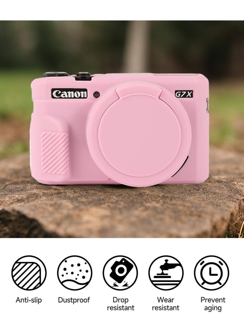 VKL Premium Soft Silicone Protective Case with Removable Lens Cover for Canon Powershot G7X Mark II Digital Camera - Washable, Lightweight, and Stylish Protection (Pink) - Image 4