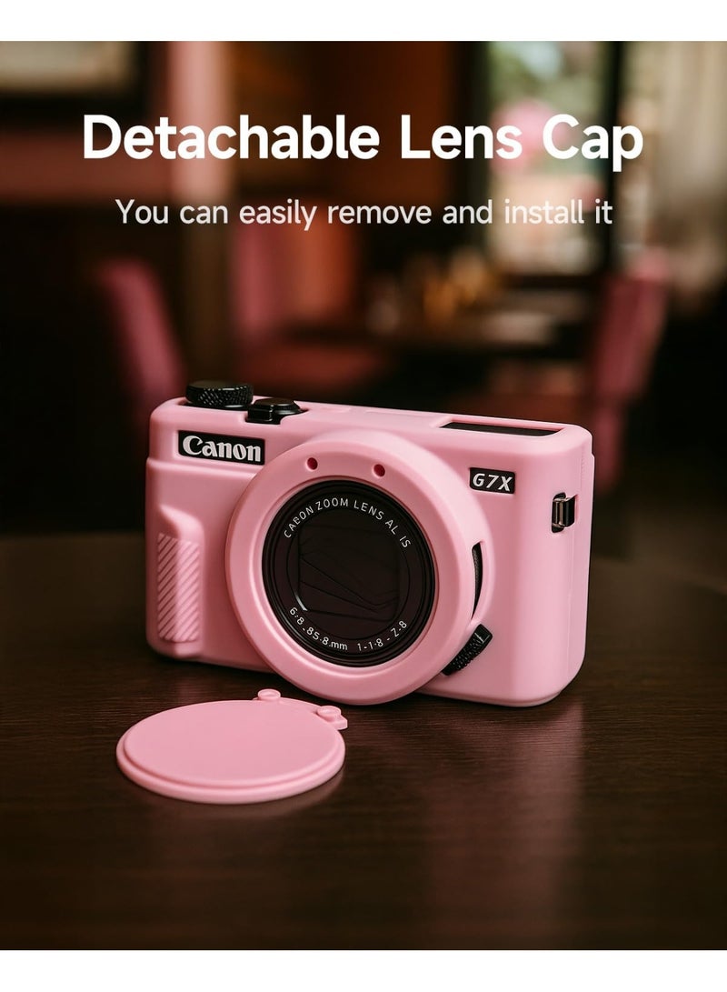VKL Premium Soft Silicone Protective Case with Removable Lens Cover for Canon Powershot G7X Mark II Digital Camera - Washable, Lightweight, and Stylish Protection (Pink) - Image 5