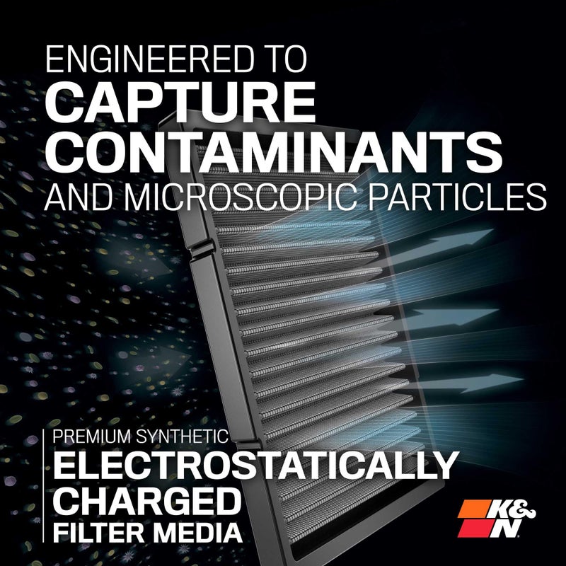 K&N LIFETIME Cabin Air Filter: Premium, Washable, Clean Air for your Cabin: Compatible with 2014-2024 Maserati: Ghibli, Levante, Quarttroporte, VF2067 - Image 2