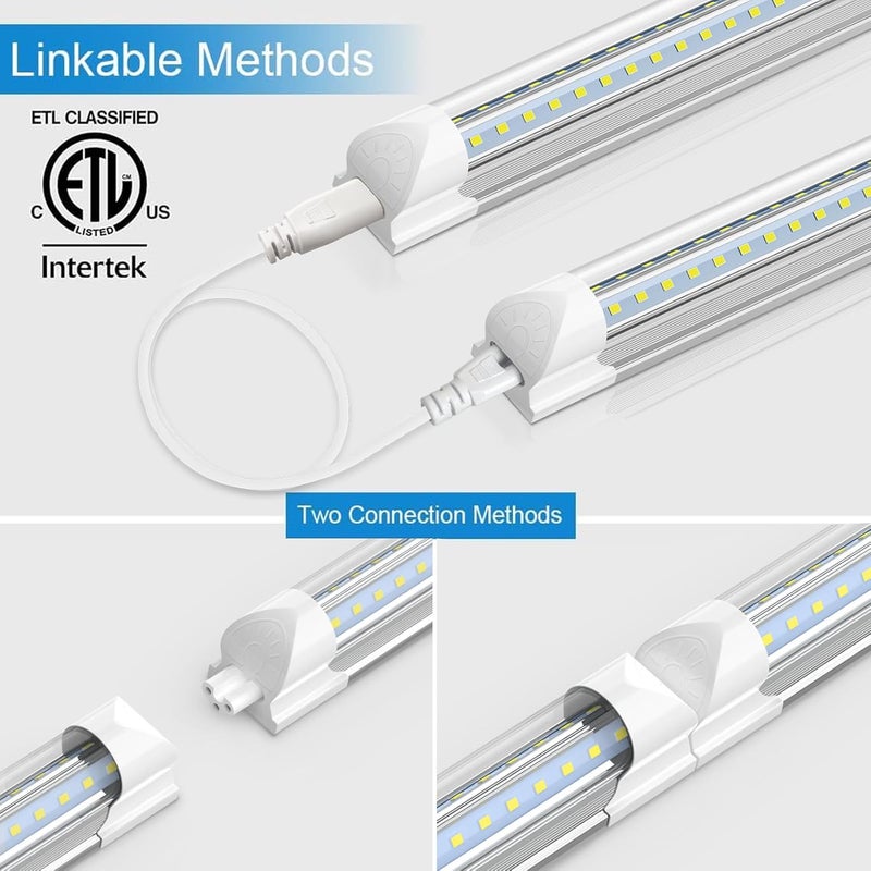 SHOPLED (10-Pack LED Shop Lights 4FT, 40W 5000K Daylight White, 5500LM V-Shape Linkable T8 LED Tube Light, 4 Foot Shop Lights for Garage/Workshop/Warehouse/Basement, ETL Listed - Image 4