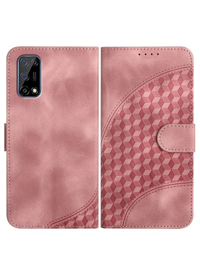 HuHa Case Cover For Realme 7 5G/V5 5G/Q2 5G/Narzo 30 Pro 5G YX0060 Elephant Head Embossed Phone Leather Case with Lanyard Pink 