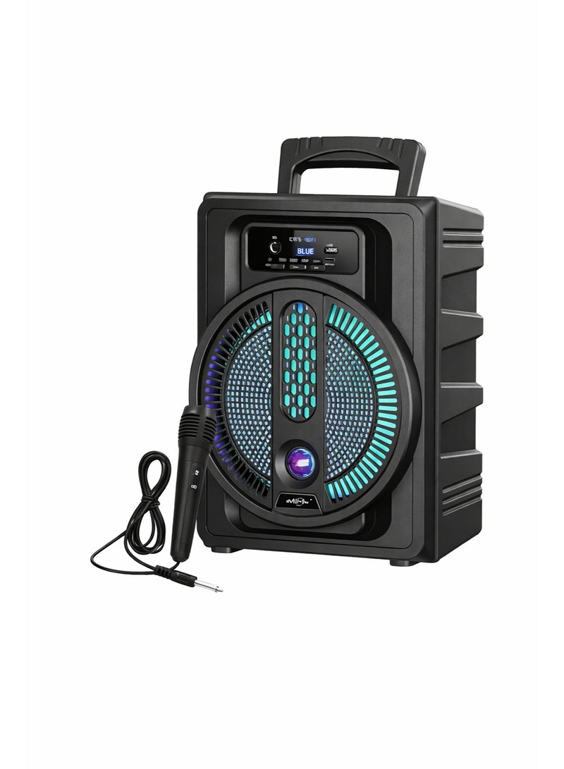 GREATNICE Portable 8-Inch Wireless Bluetooth Speaker with Microphone, LED Lights, FM Radio, USB & Micro SD Support, Rechargeable Battery – Powerful Sound System - Image 1