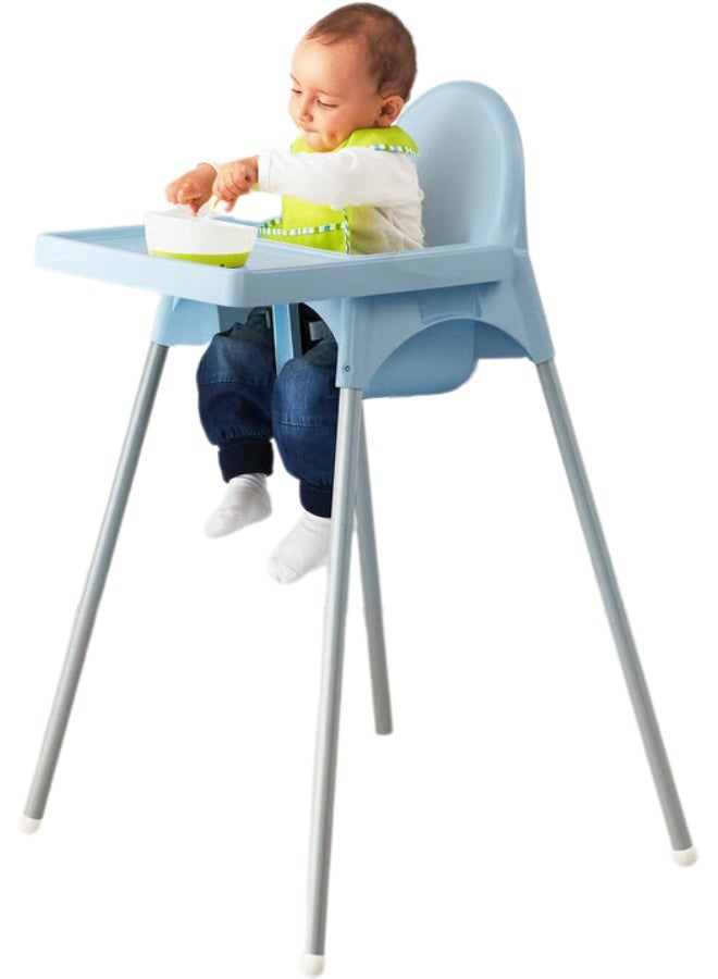 أيكيا كرسي مرتفع محمول للأطفال مع صينية، غطاء مقعد للكرسي المرتفع (أزرق فاتح) - Image 1