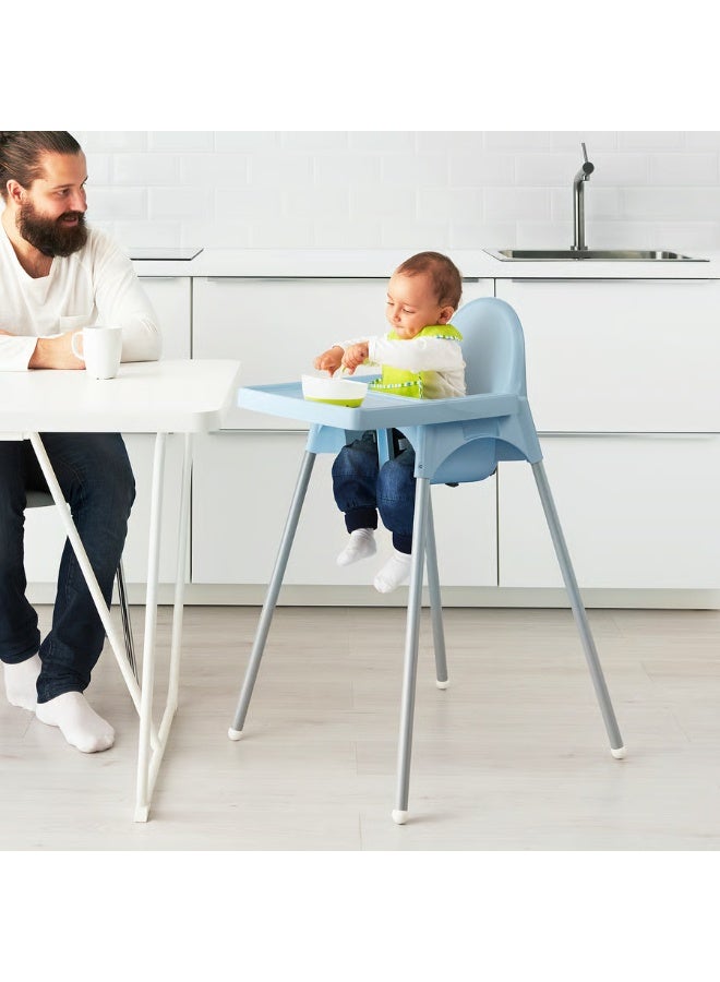 أيكيا كرسي مرتفع محمول للأطفال مع صينية، غطاء مقعد للكرسي المرتفع (أزرق فاتح) - Image 3