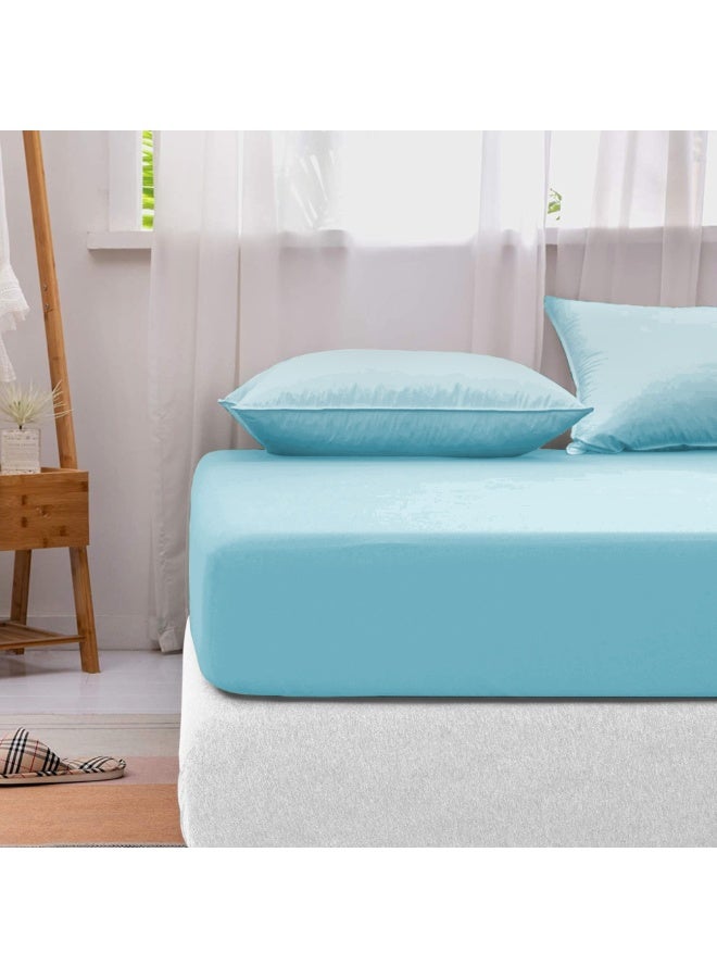 Lavish Touch Cotton Modal Fitted Sheet Seafoam 1250 TC Queen (152 x 203 cms) All elastic - Image 1