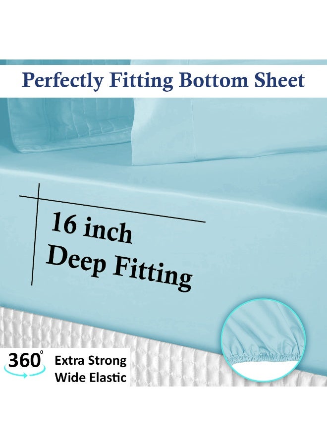 Lavish Touch Cotton Modal Fitted Sheet Seafoam 1250 TC Queen (152 x 203 cms) All elastic - Image 2