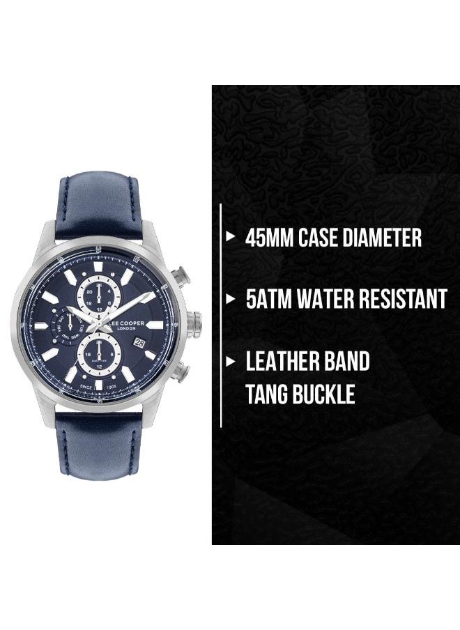 Lee Cooper LC07855.399 Men's Multi Function Display Watch & Leather Strap Blue