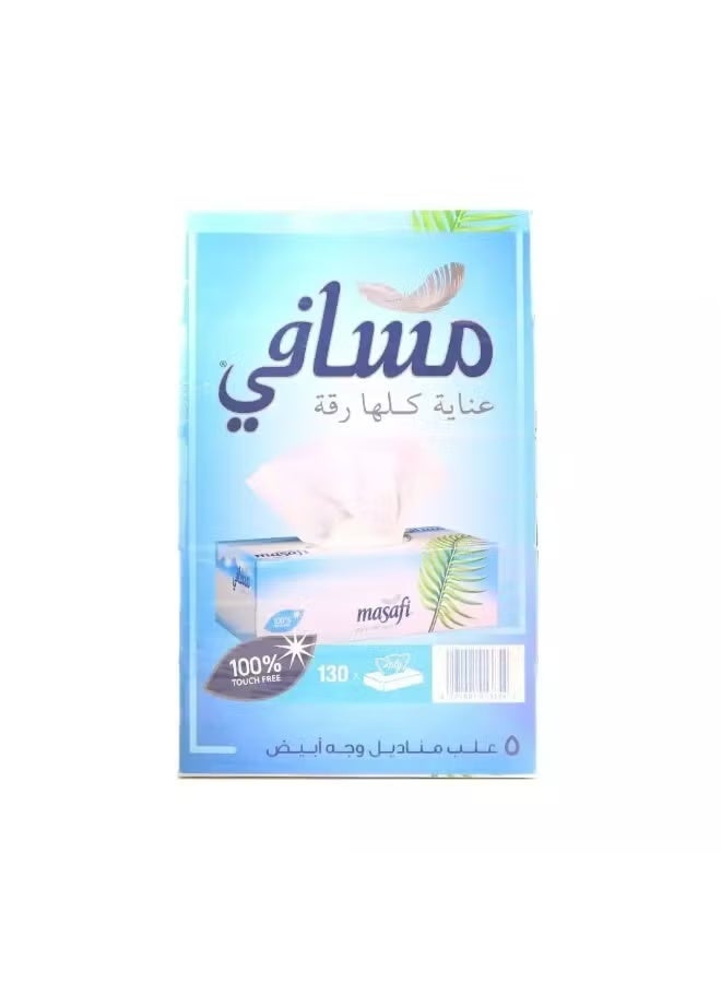 Masafi Pure Soft Tissues, White Tissue 130 X 2 Ply, Pack of 5 - Image 2