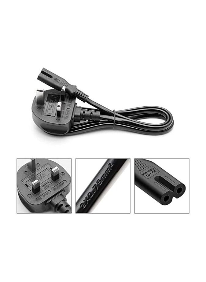 Generic - (2Pcs)-5Meter) Power Cable 3 Pin IEC/C7/UK Mains Plug to Figure 8 Connector Socket Power Cord Leads For Samsung/LG/TCL/Sony/TV/PS5/PS4/PS3/PC/Monitors Computer Printer Camera Home Audio Etc - Image 1