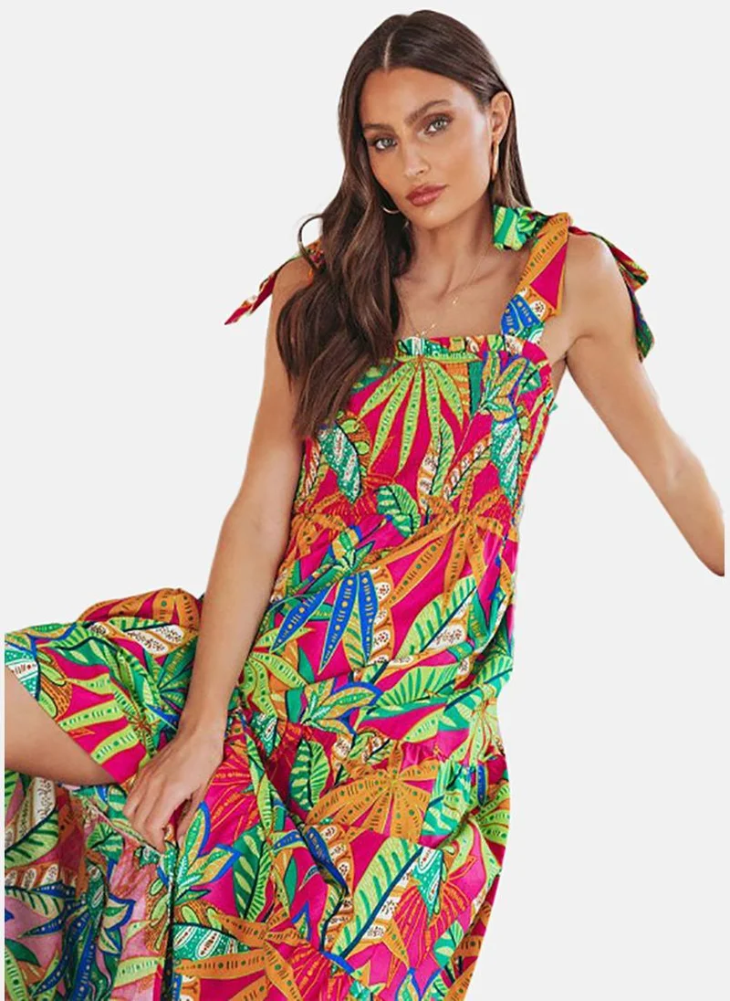 YUNIQEE Tropical Print Maxi Dress