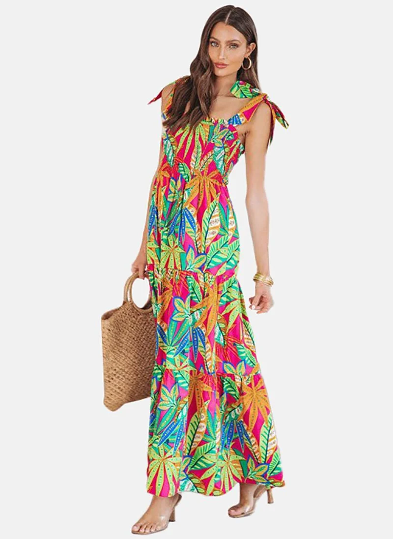 YUNIQEE Tropical Print Maxi Dress