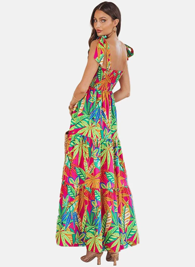 YUNIQEE Tropical Print Maxi Dress