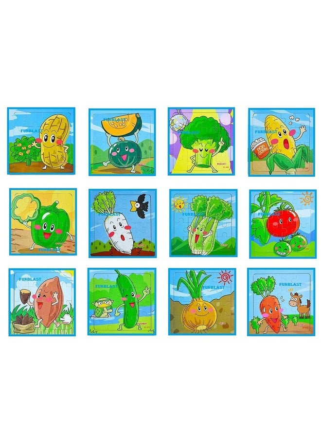 فنبلاست ألغاز الصور المقطوعة من فن بلاست للأطفال - ألغاز الصور المقطوعة الخشبية للخضراوات للأطفال، ألغاز تعليمية وتعليمية للأولاد والبنات (مجموعة من 12 قطعة: متعددة الألوان) - Image 2