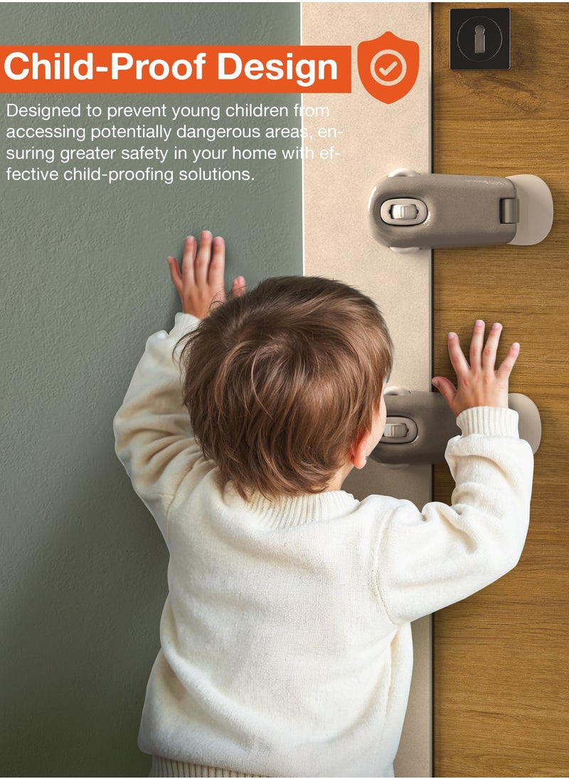 BAYBEE Baybee 2 Pcs Baby Safety Lock for Kids, Door Stopper for Baby Proofing Products with 3M Adhesive, Child Safety Locks for Drawers, Fridge,Cupboard,Cabinet Lock for Infants (Grey)  - Image 3