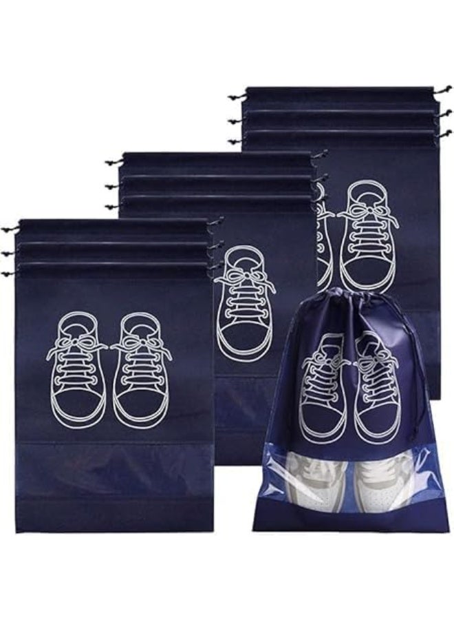 6 pcs Large Shoe Storage Bags with Drawstring, Dustproof & Waterproof with Transparent Window, Fabric Shoe Organizers for Travel and Daily Use, Multi-Color Packing Bags for Sneakers, Shoes & Trainers, Set of 6  for Men and Women - Image 2
