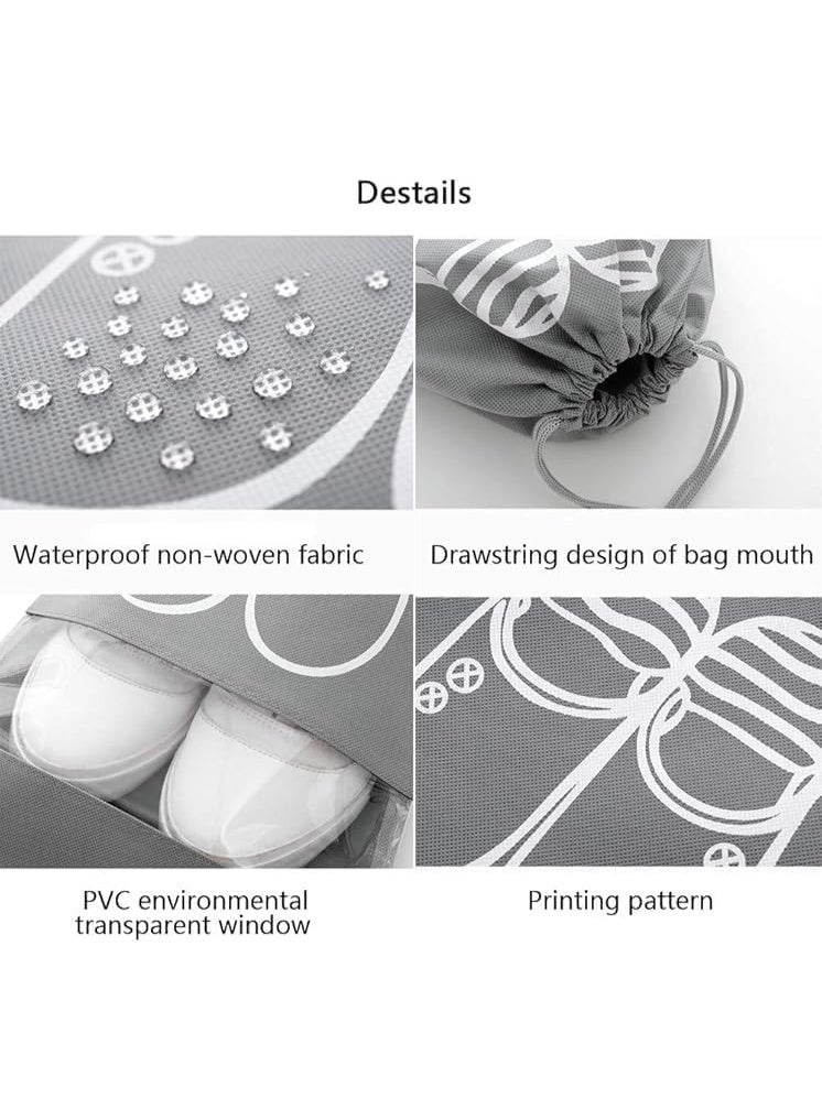 6 pcs Large Shoe Storage Bags with Drawstring, Dustproof & Waterproof with Transparent Window, Fabric Shoe Organizers for Travel and Daily Use, Multi-Color Packing Bags for Sneakers, Shoes & Trainers, Set of 6  for Men and Women - Image 4
