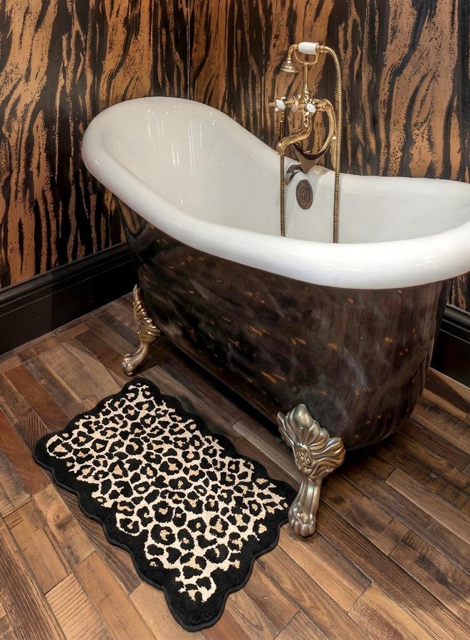 Dunzy Scalloped Cheetah Rug Leopard Bathroom Mat Cheetah Print Room Decor Cute Absorbent Bath Mat for Bathroom Non Slip Soft Leopard Bath Rug Western Decor for Home Living Room Bedroom, 20 x 31 - Image 5