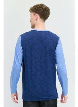 BRAVE SOUL Men Crew Neck Long Sleeves Heather T-Shirt, Navy Blue  - Image 4