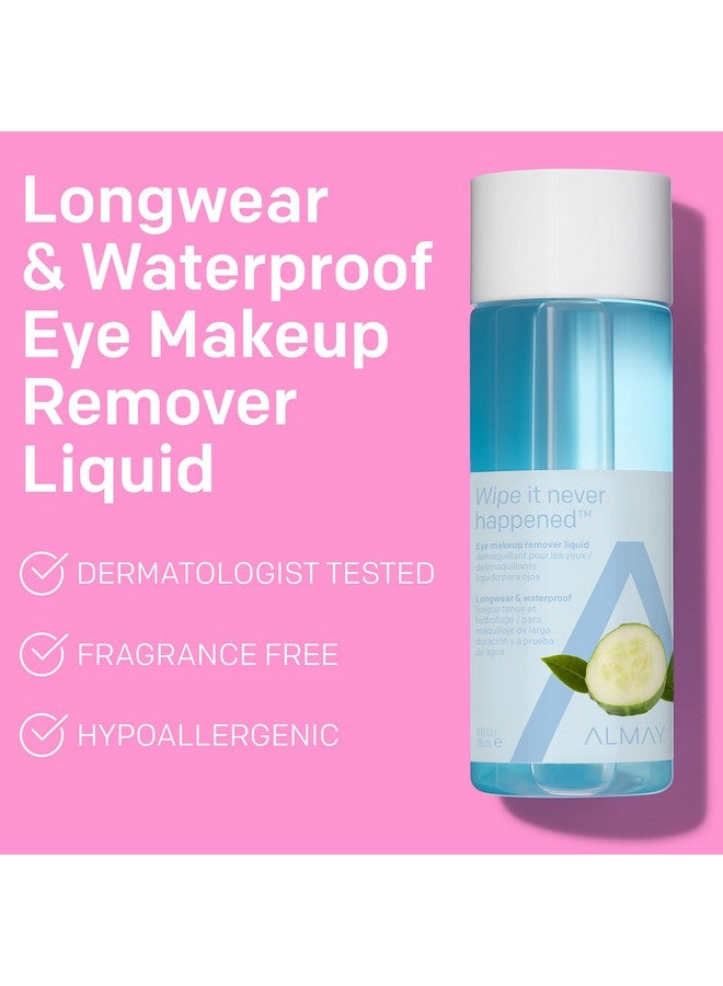 Almay Eye Makeup Remover Liquid Longwear And Waterproof Hypoallergenic Cruelty Free Ophthalmologist Tested 4 Fl Oz (Pack Of 1) - Image 3