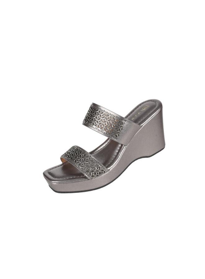 ZAYNA 221-200 Zayna Ladies Wedge Heel Sandals 2B2531-126 Pewter - Image 1