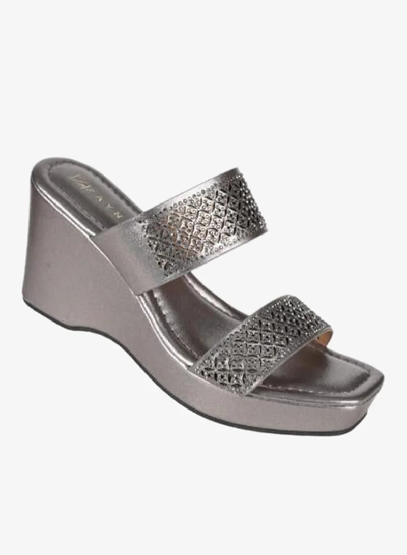 ZAYNA 221-200 Zayna Ladies Wedge Heel Sandals 2B2531-126 Pewter