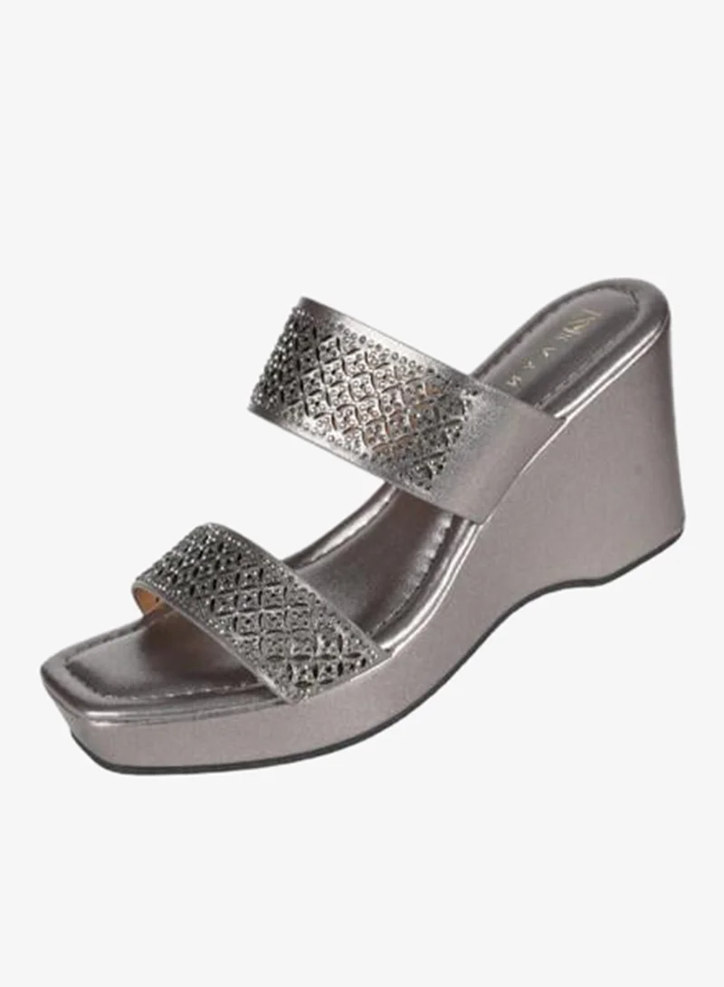 ZAYNA 221-200 Zayna Ladies Wedge Heel Sandals 2B2531-126 Pewter