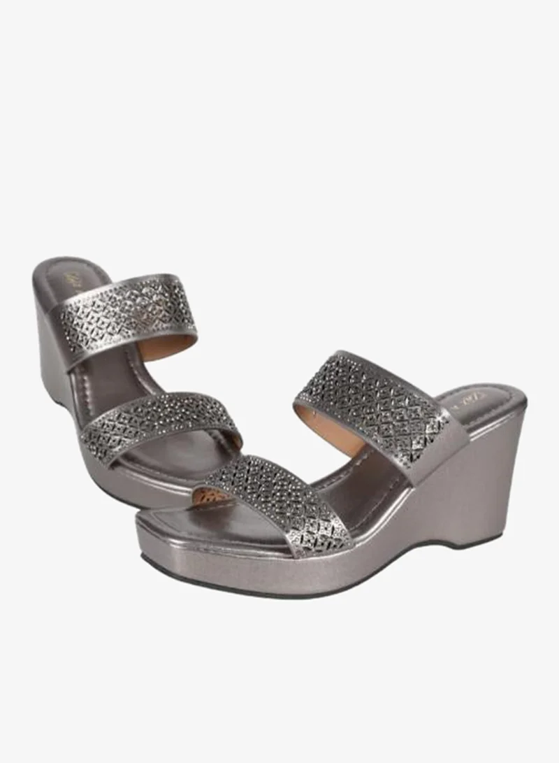 ZAYNA 221-200 Zayna Ladies Wedge Heel Sandals 2B2531-126 Pewter