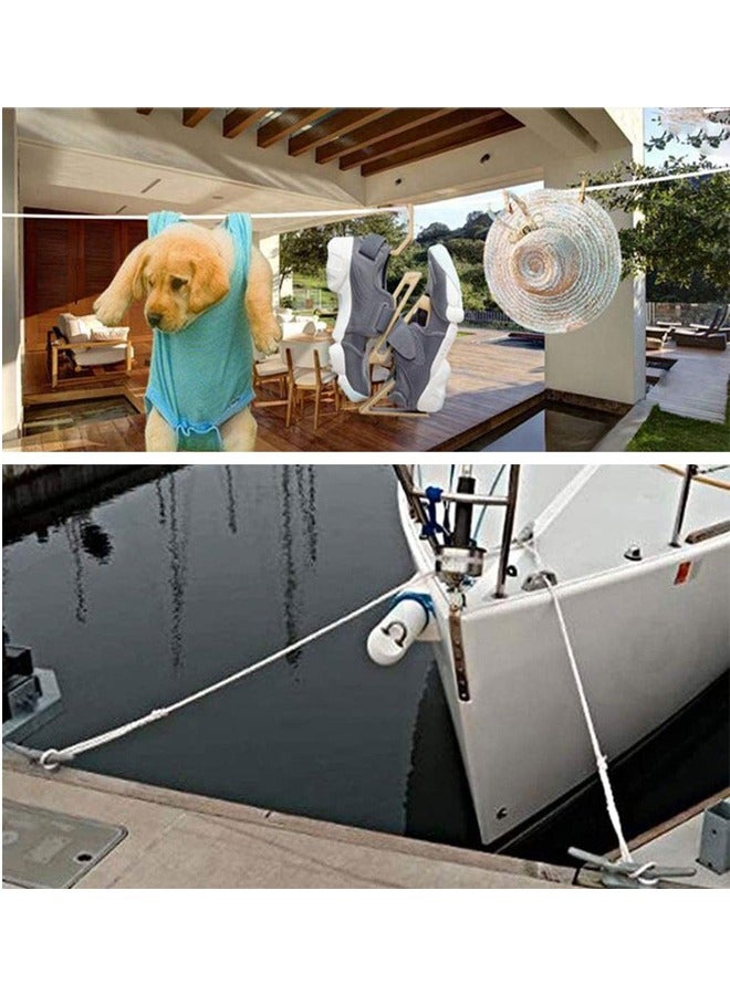 GUSGU Cotton Clothesline 15M Long Clothes Drying Rope Portable Travel Clothesline Adjustable for Indoor Outdoor Laundry Clothesline, Perfect Windproof Clothes Line, Hanger for Camping Travel & Home Use - Image 5