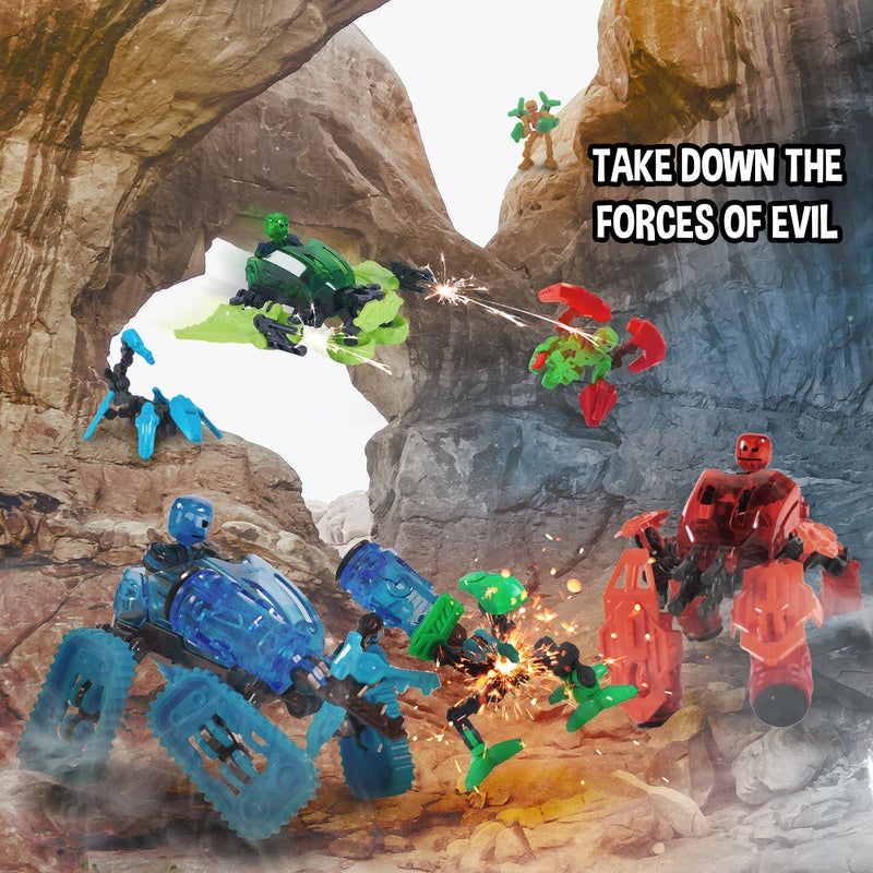 Zing Klikbot Megabots â€“ Pack of Three â€“ Green, Blue and Red - Toy Figures with Unique Accessories â€“ for Kids 8 Plus - Image 5