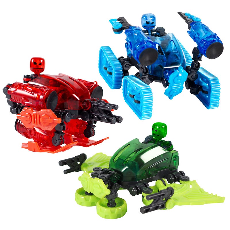Zing Klikbot Megabots â€“ Pack of Three â€“ Green, Blue and Red - Toy Figures with Unique Accessories â€“ for Kids 8 Plus - Image 1