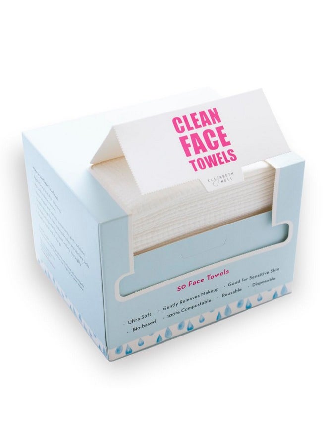 Elizabeth Mott - Lizabeth Mott Thank Me Later Clean Face Towels Biobased Facial Washcloth Makeup Remover Ultra Soft For Sensitive Skin 50 Count - Image 1