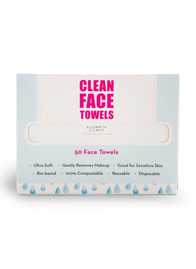 Elizabeth Mott - Lizabeth Mott Thank Me Later Clean Face Towels Biobased Facial Washcloth Makeup Remover Ultra Soft For Sensitive Skin 50 Count - Image 1