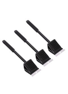 3 Piece Heavy Duty Grill Brush with Scraper and Scour Pad -36cm- Durable Cleaning Brush Thick Scouring Pads Stainless Scraper for Outdoor Grills Restaurant Home Kitchen BBQ & Stainless Grates