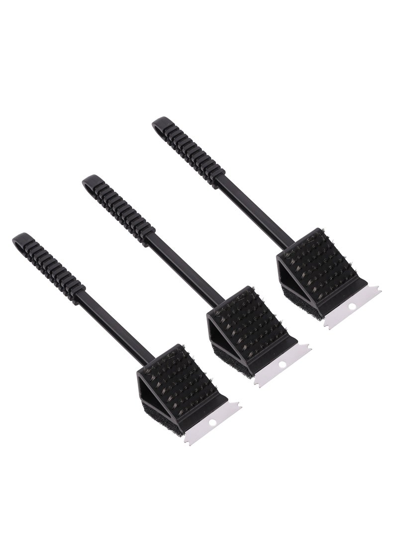 LAWAZIM - 3 Piece Heavy Duty Grill Brush with Scraper and Scour Pad -36cm- Durable Cleaning Brush Thick Scouring Pads Stainless Scraper for Outdoor Grills Restaurant Home Kitchen BBQ & Stainless Grates - Image 1