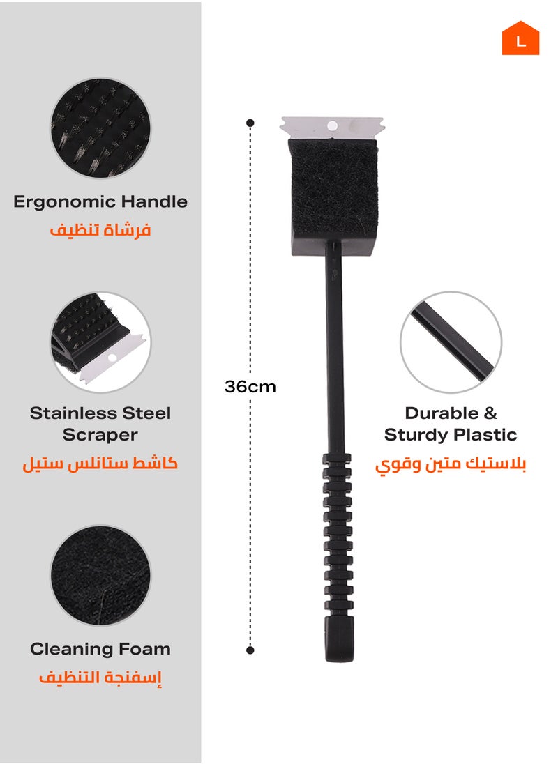 LAWAZIM - 3 Piece Heavy Duty Grill Brush with Scraper and Scour Pad -36cm- Durable Cleaning Brush Thick Scouring Pads Stainless Scraper for Outdoor Grills Restaurant Home Kitchen BBQ & Stainless Grates - Image 1