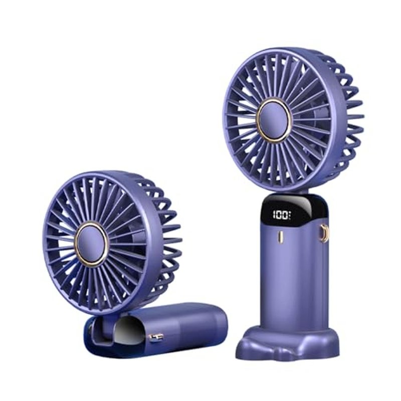 ALKAYAN Portable Handheld Fan,Mini Foldable Desk Fan,USB Rechargeable Fans with 5 Speeds,Battery Operated Mini Handheld Fan with LED Display for Home Office Travel (Multi Color) - Image 1