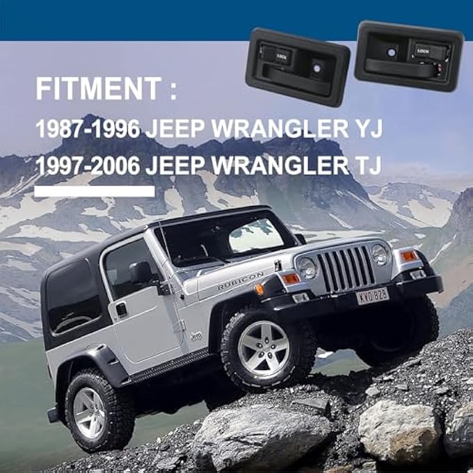 rayihni Compatible For Interior Door Handle Pair Compatible For Jeep Wrangler Yj Tj 19912006 Replaces 55176477Ab 55176476Ab 79540 79541 Jeep Wrangler Accessories - Image 5