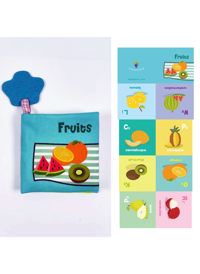 With Tegument Cognitive Cloth Book My First Book Tool Animal Enlightenment Newborn Toy Set-Color:Fruit-Specifications:English Version -5 Pages, 10 Sides-with Gum  - Image 1