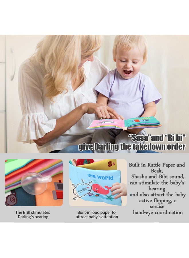 With Tegument Cognitive Cloth Book My First Book Tool Animal Enlightenment Newborn Toy Set-Color:Fruit-Specifications:English Version -5 Pages, 10 Sides-with Gum  - Image 3